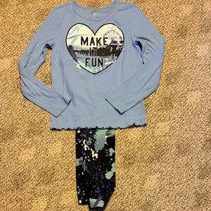 Justice Blue outfit Set with Heart Graphic